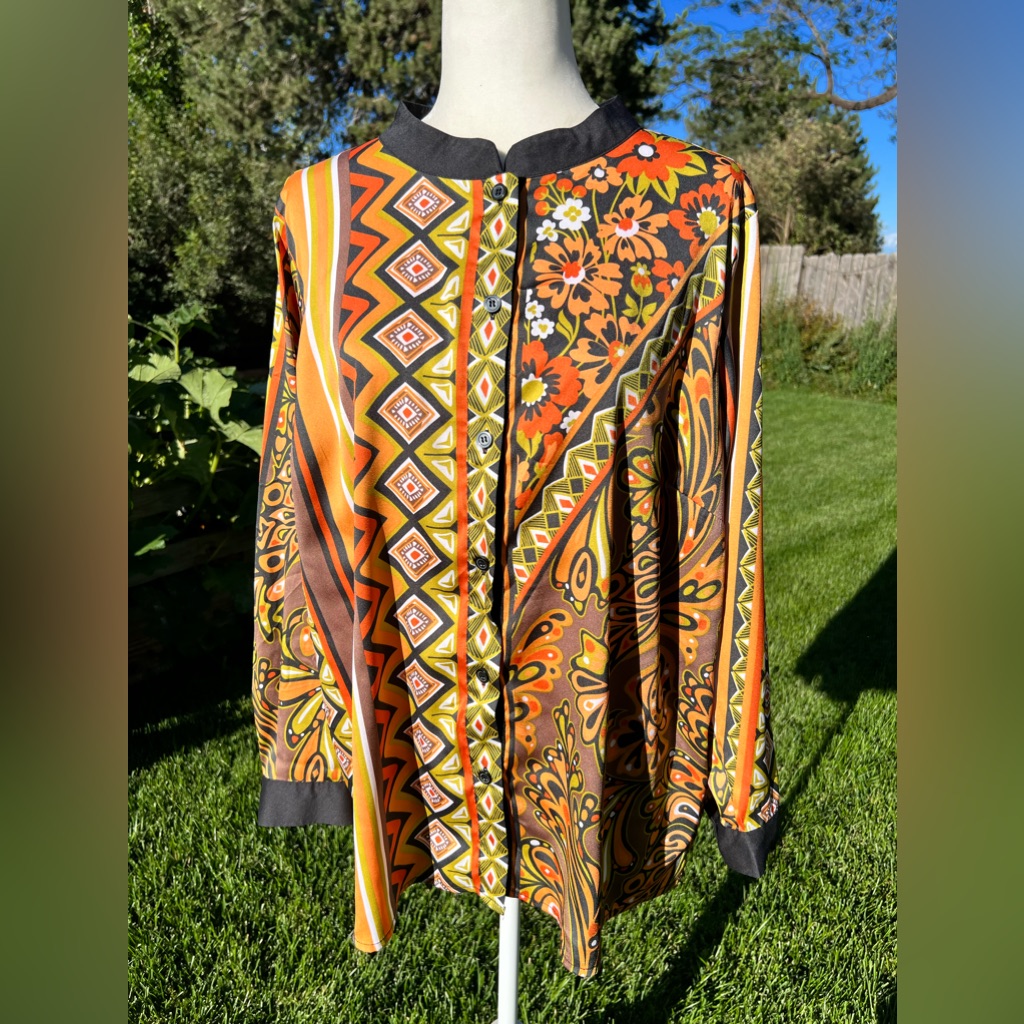 Bob Mackie Patterned Polyester Blouse